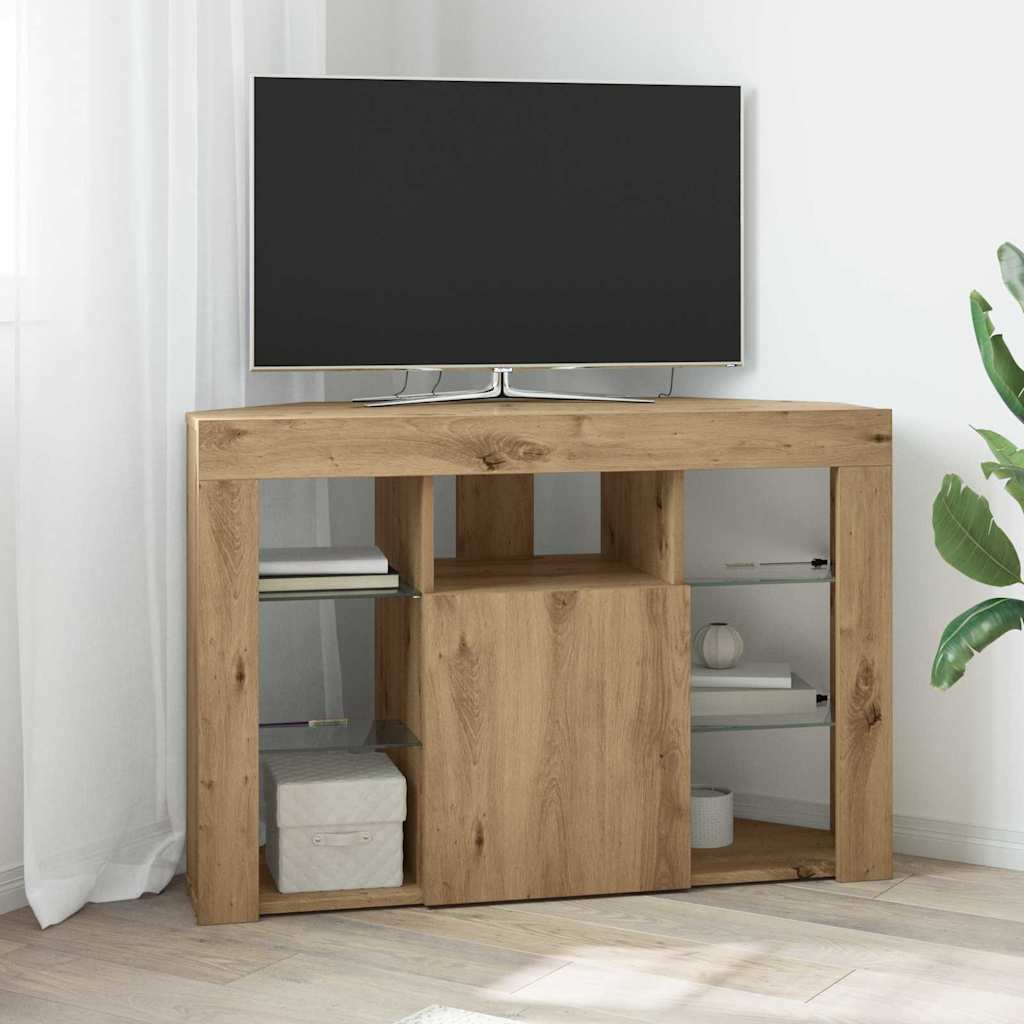 Eck-LED-TV-Schrank Artisan-Eiche 100x40x68cm Holzwerkstoff