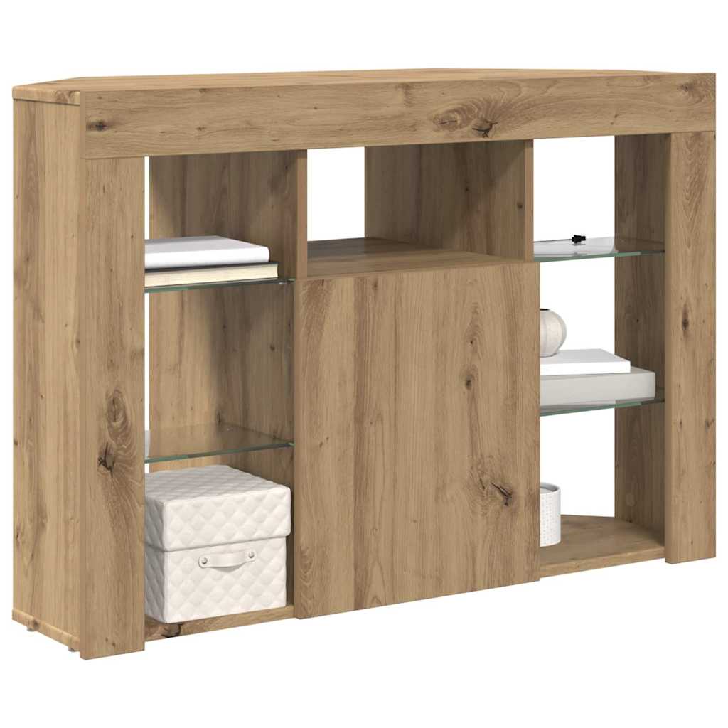 Eck-LED-TV-Schrank Artisan-Eiche 100x40x68cm Holzwerkstoff