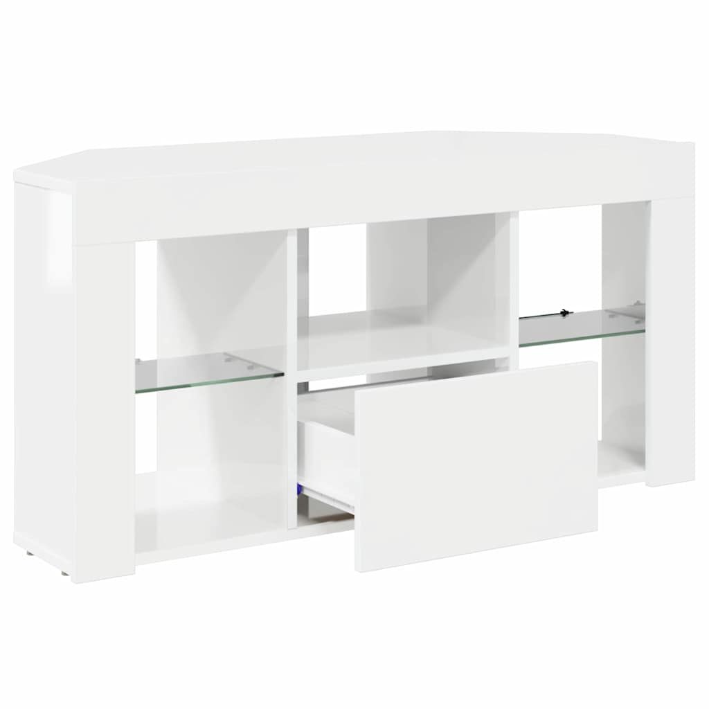 Eck-LED-TV-Schrank Wandmontiert Hochglanz Weiß 100 x 40 x 50 cm