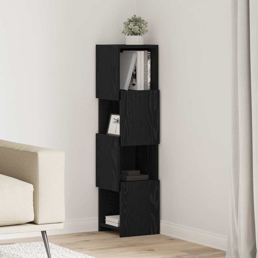 Eckschrank Schwarz Eichen-Optik 25,5x25x102cm Holzwerkstoff
