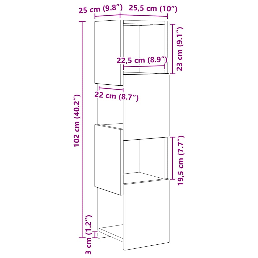 Eckschrank Artisan-Eiche 25,5x25x102cm Holzwerkstoff