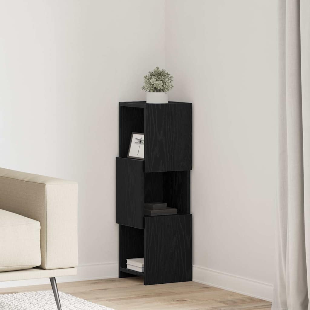 Eckschrank Schwarz Eichen-Optik 25,5x25x80cm Holzwerkstoff