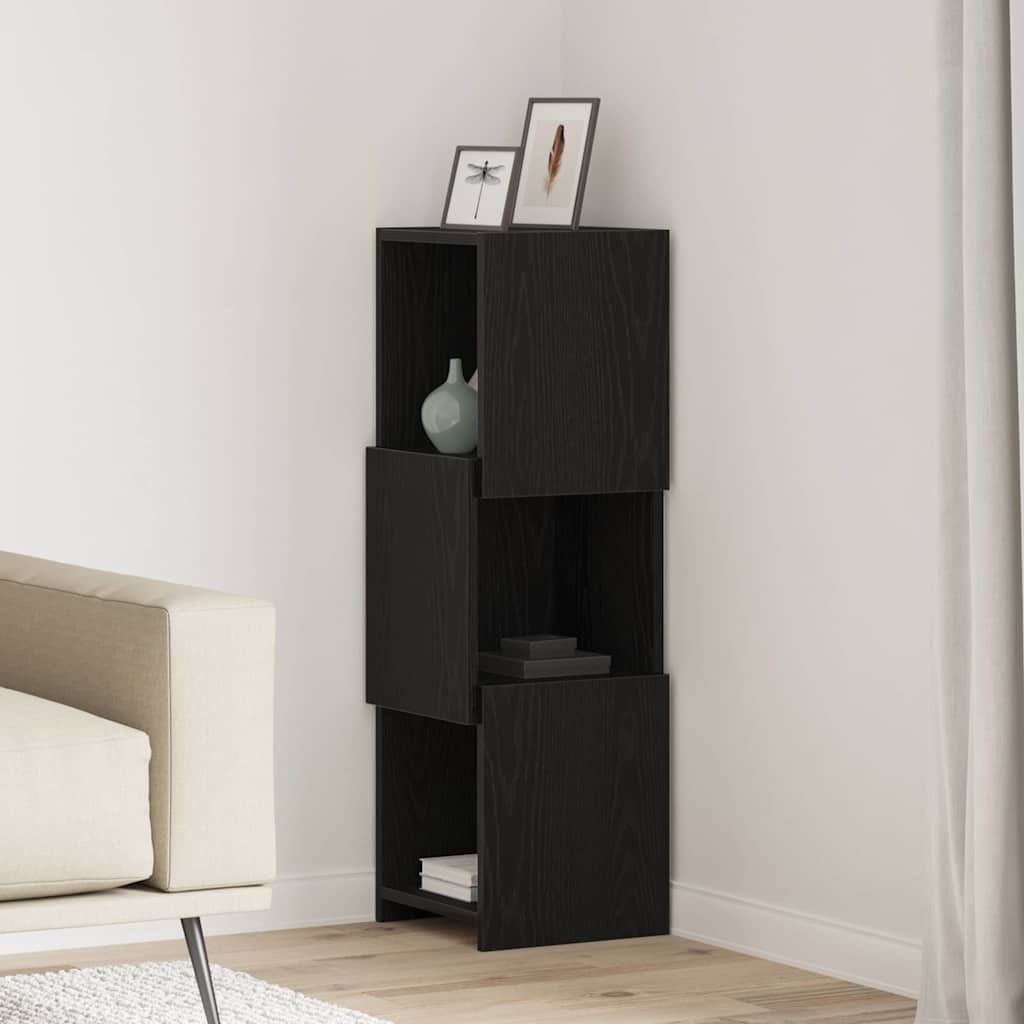 Eckschrank Schwarz Eichen-Optik 30,5x30x95cm Holzwerkstoff