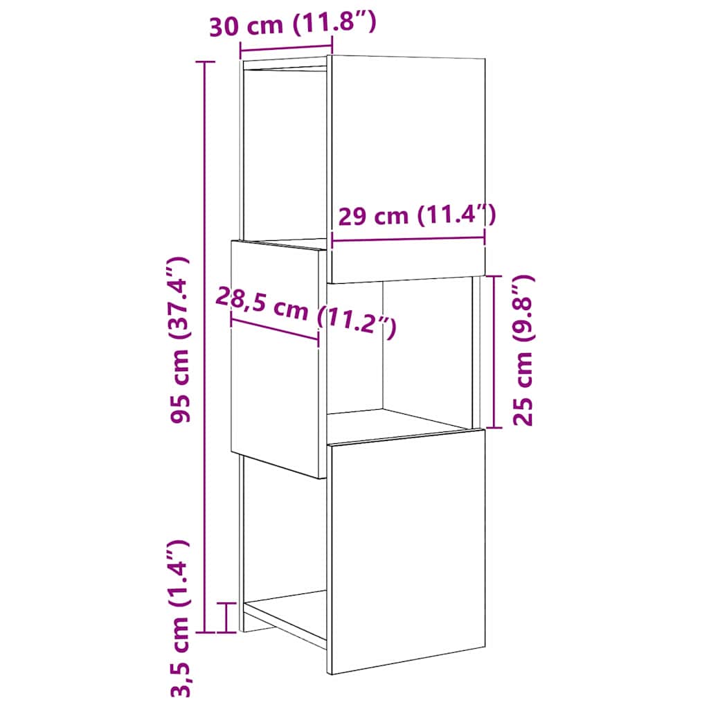 Eckschrank Graues Sonoma 30,5x30x95cm Holzwerkstoff