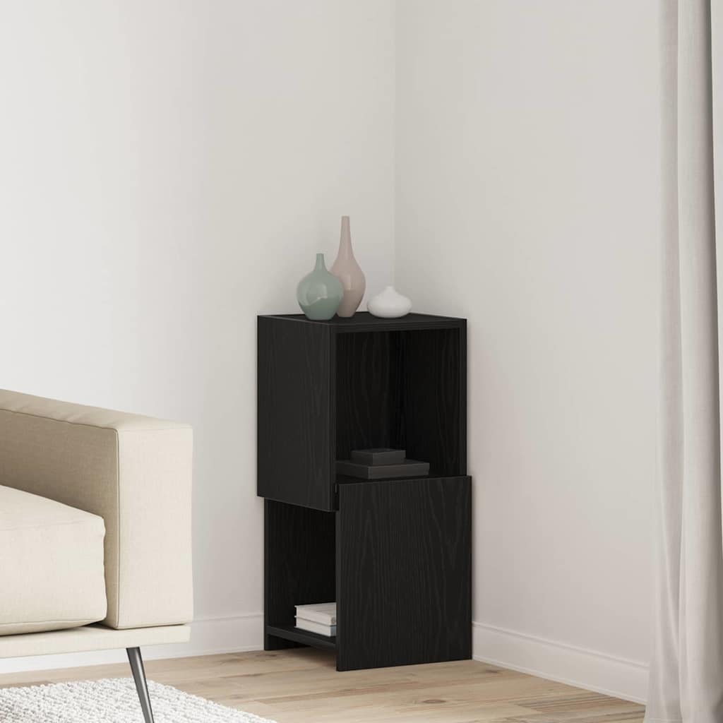Eckschrank Schwarz Eichen-Optik 30,5x30x65cm Holzwerkstoff