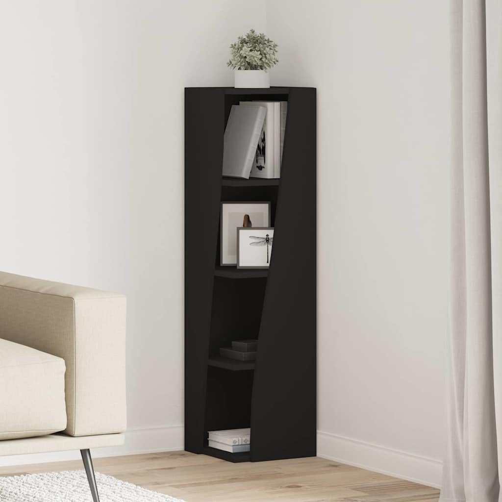 Eckschrank Schwarz 27,5x27x102cm Holzwerkstoff