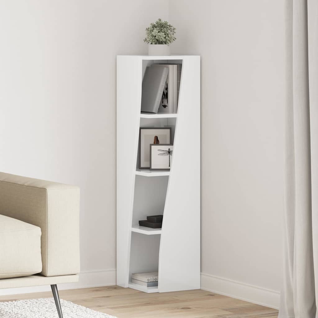 Eckschrank Hochglanz Weiß 27,5x27x102cm Holzwerkstoff