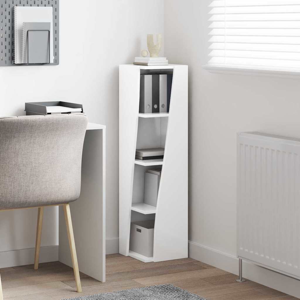 Eckschrank Hochglanz Weiß 27,5x27x102cm Holzwerkstoff