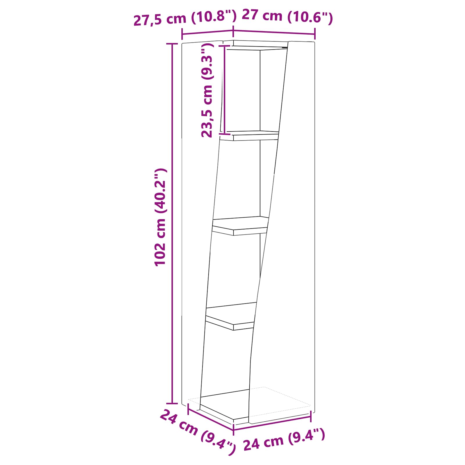 Eckschrank 27,5x27x102cm Holzwerkstoff Artisan-Eiche