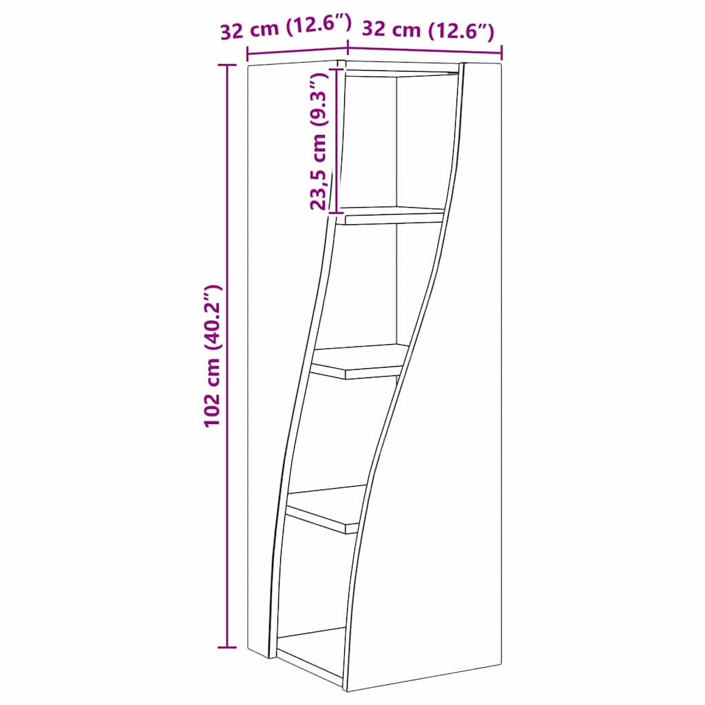 Eckschrank Beton Grau 32x32x102cm Holzwerkstoff