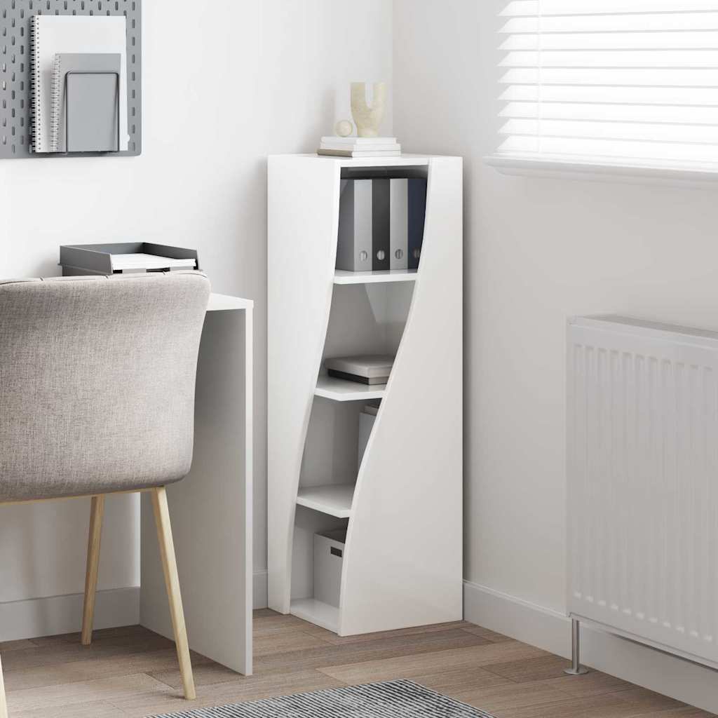 Eckschrank Hochglanz Weiß 32x32x102cm Holzwerkstoff