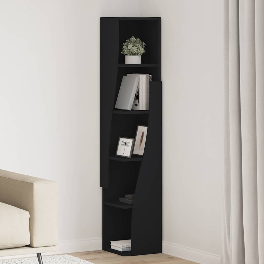 Eckschrank Schwarz 27,5x27x140cm Holzwerkstoff