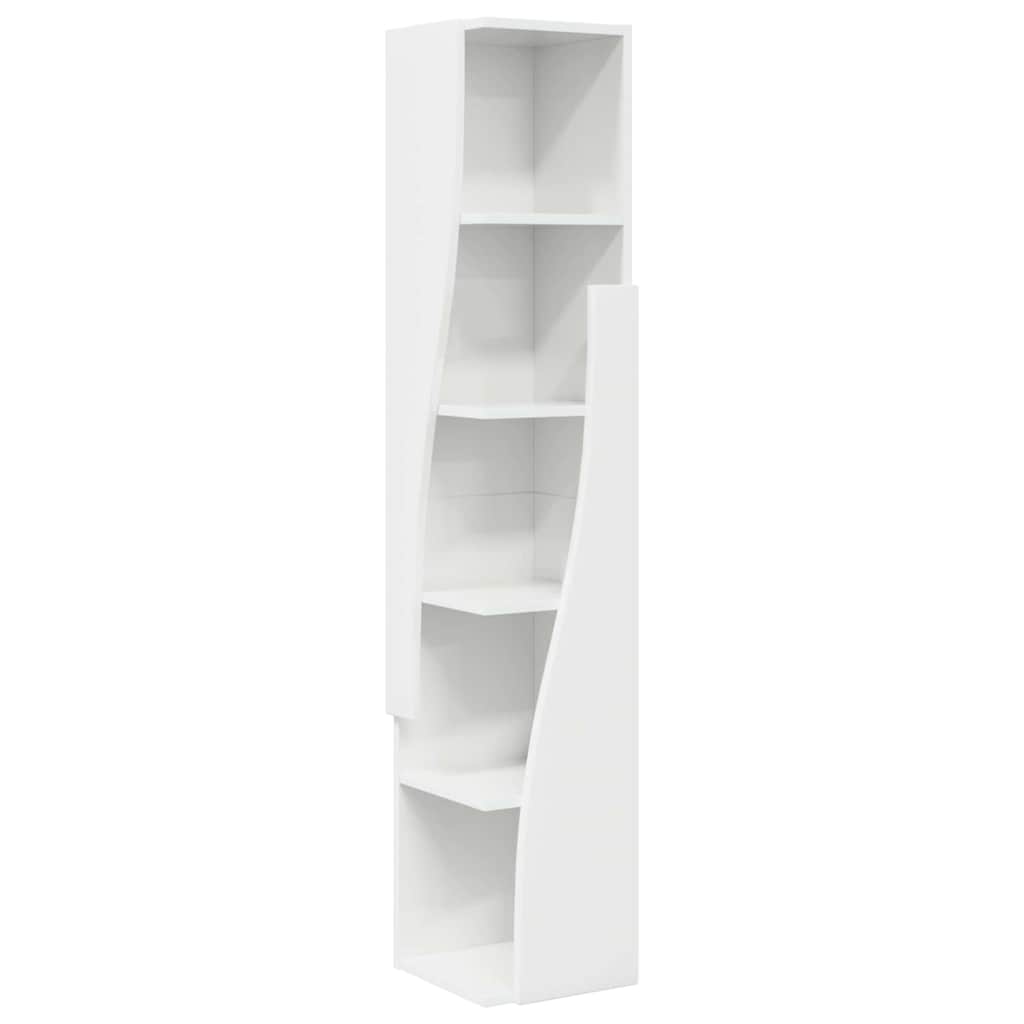 Eckschrank Hochglanz Weiß 27,5x27x140cm Holzwerkstoff