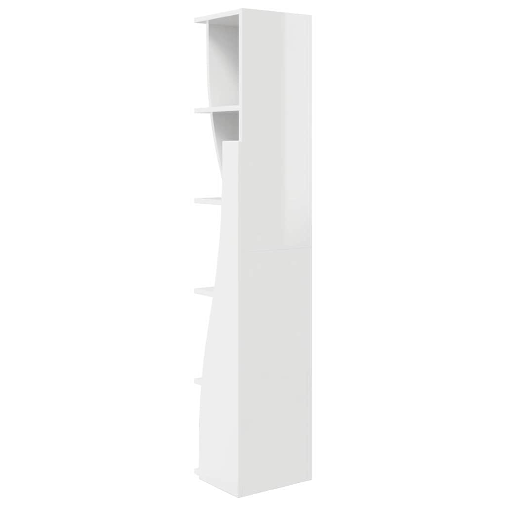 Eckschrank Hochglanz Weiß 27,5x27x140cm Holzwerkstoff
