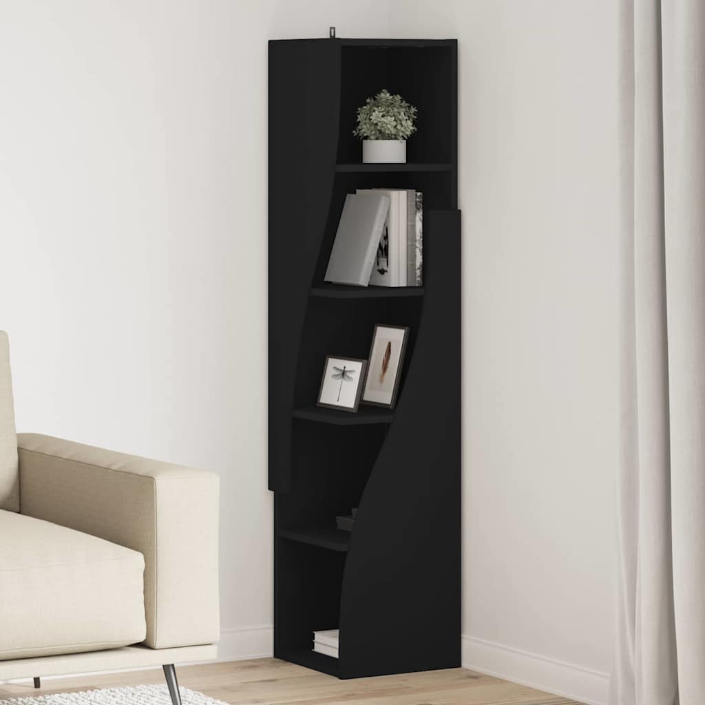 Eckschrank Schwarz 32x32x140cm Holzwerkstoff