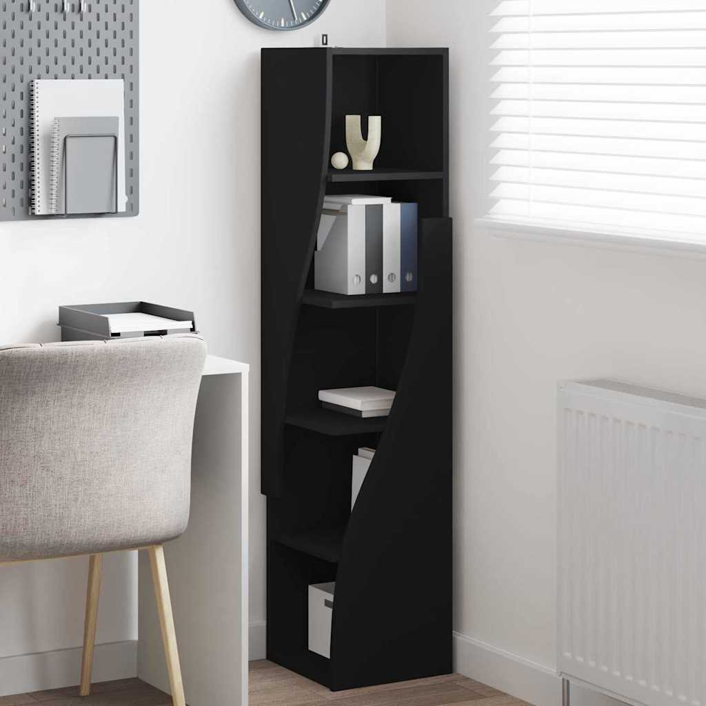 Eckschrank Schwarz 32x32x140cm Holzwerkstoff