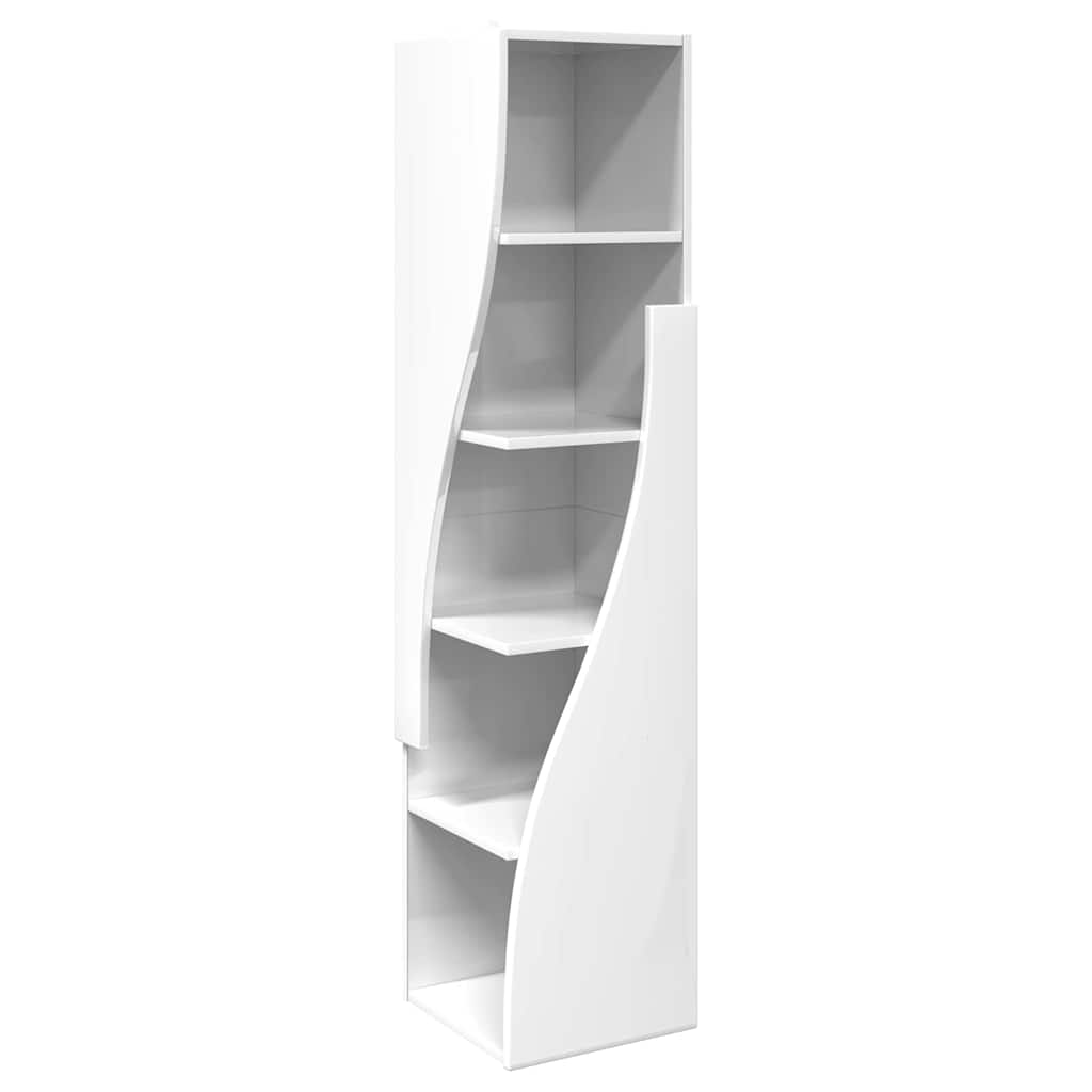 Eckschrank Hochglanz Weiß 32x32x140cm Holzwerkstoff