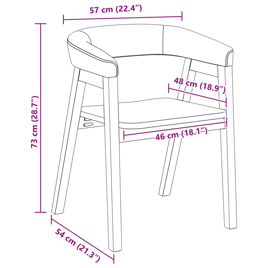 Esszimmerstühle 2 pcs Natur 54 x 57 x 73 cm Massives Gummiholz