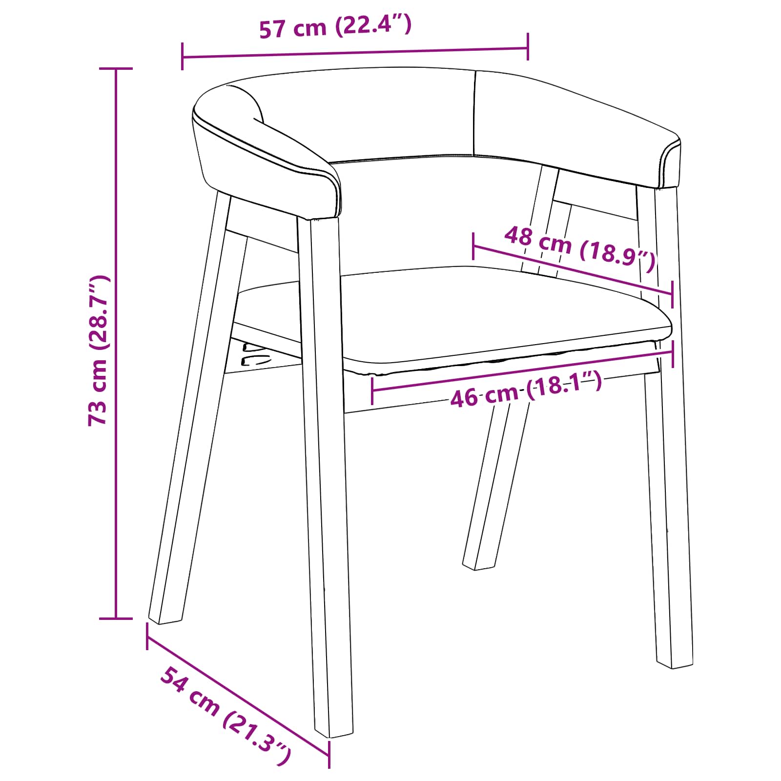 Esszimmerstühle 2 pcs Natur 54 x 57 x 73 cm Massives Gummiholz