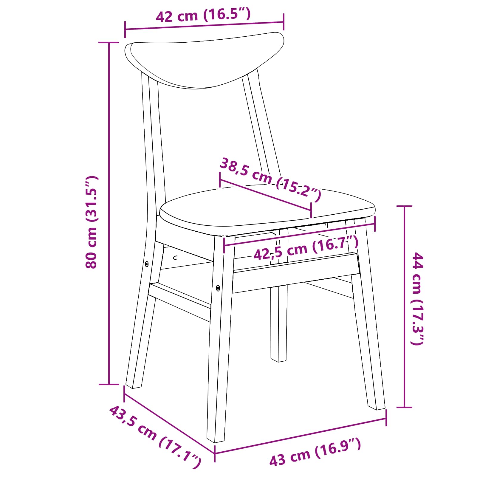 Esszimmerstühle 2 pcs Natur 42 x 47.5 x 81 cm