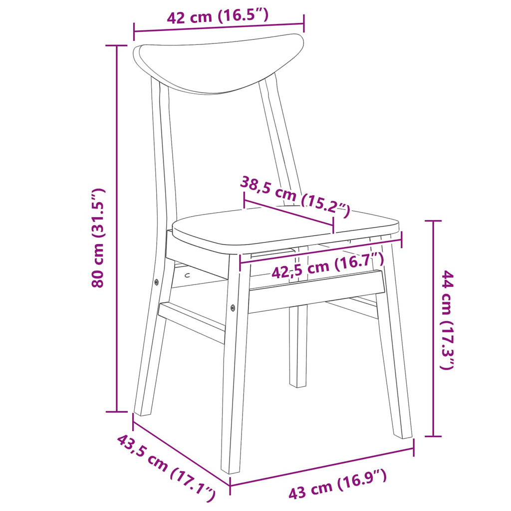 Esszimmerstühle 2 pcs Natur 42 x 47.5 x 81 cm