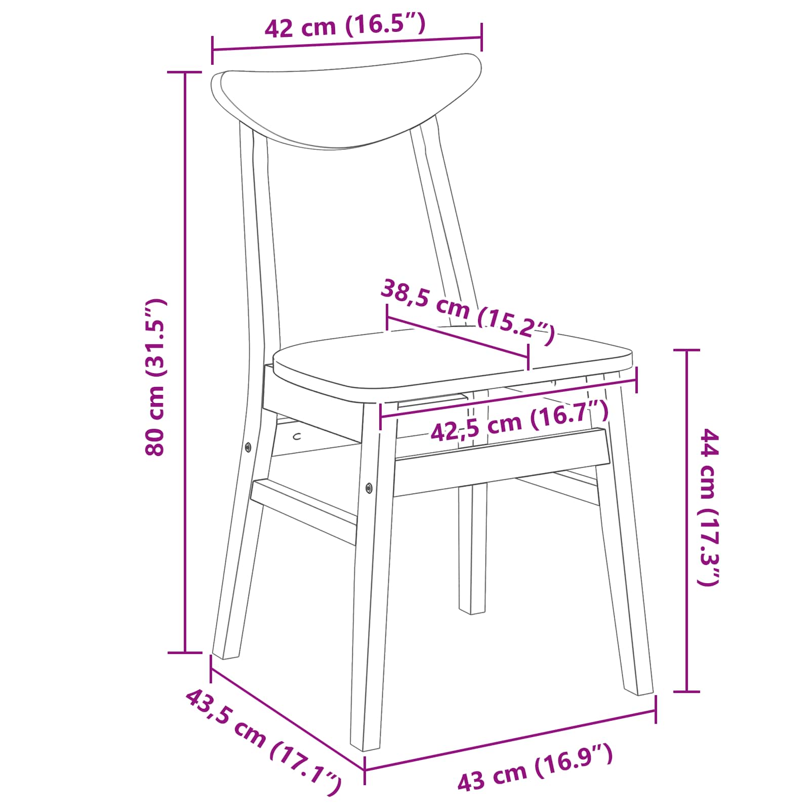 Esszimmerstühle 2 pcs Natur 42 x 47.5 x 81 cm