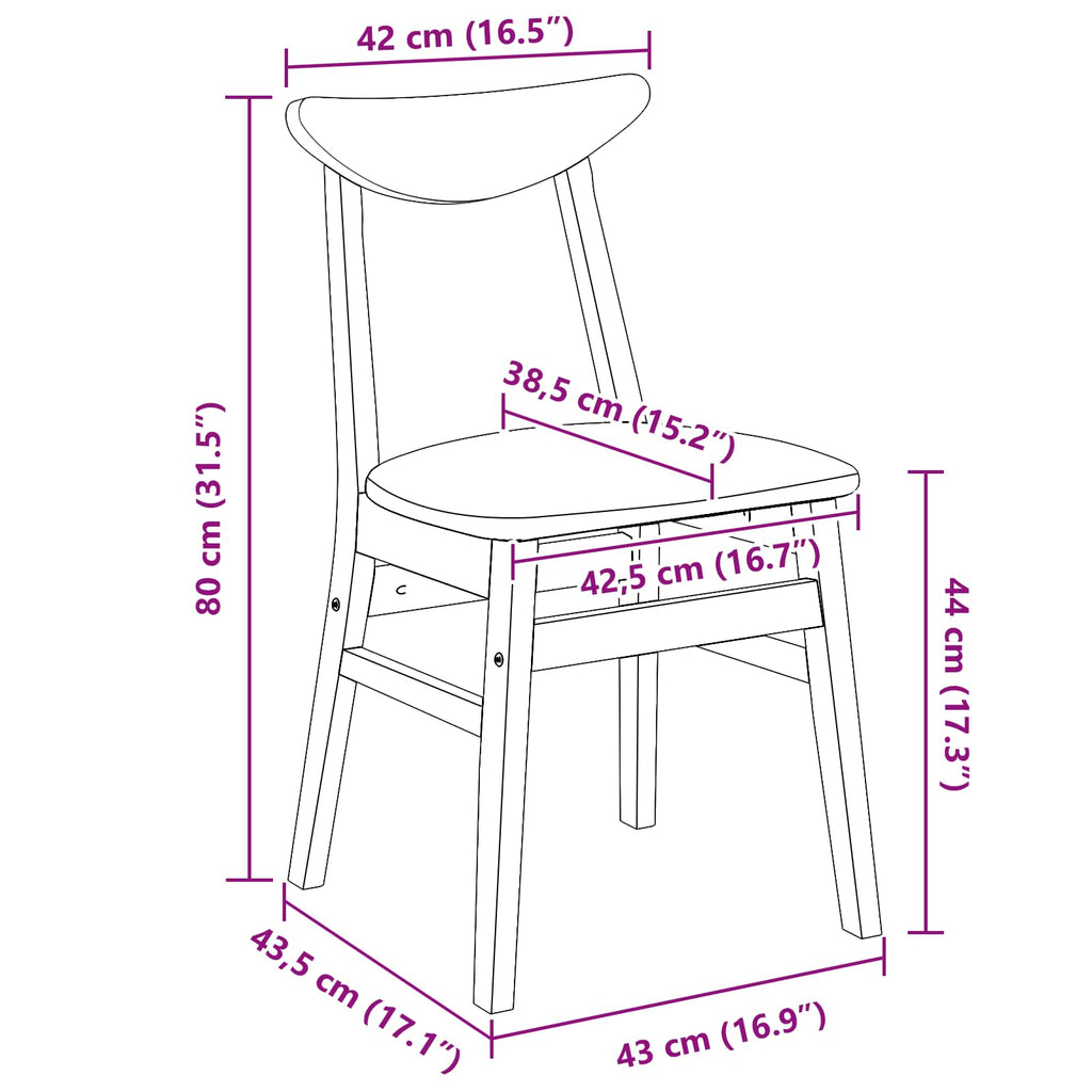 Esszimmerstühle 2 pcs Natur 42 x 47.5 x 81 cm