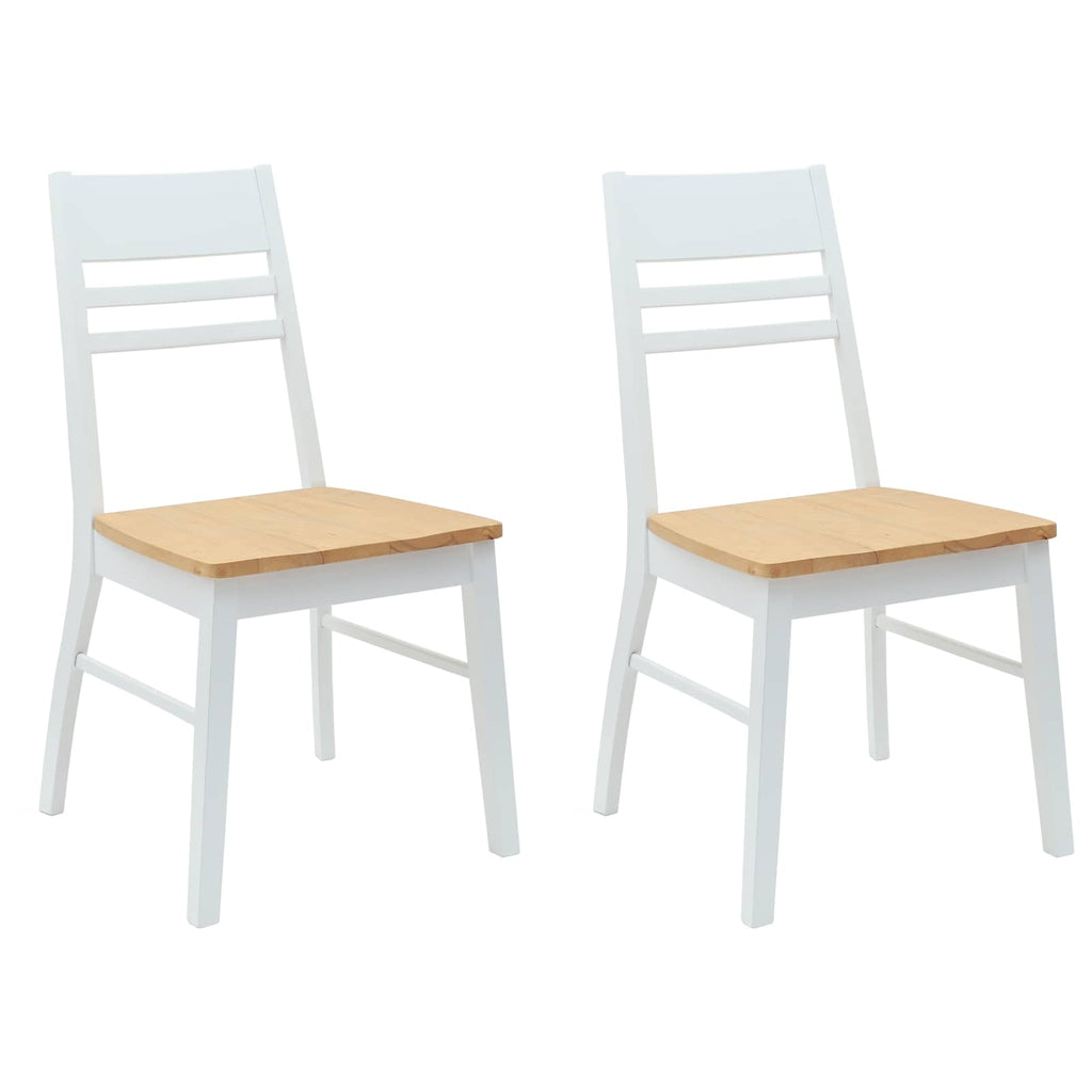 Esszimmerstühle 2 pcs Weiß 43 x 54 x 89 cm Massives Gummiholz