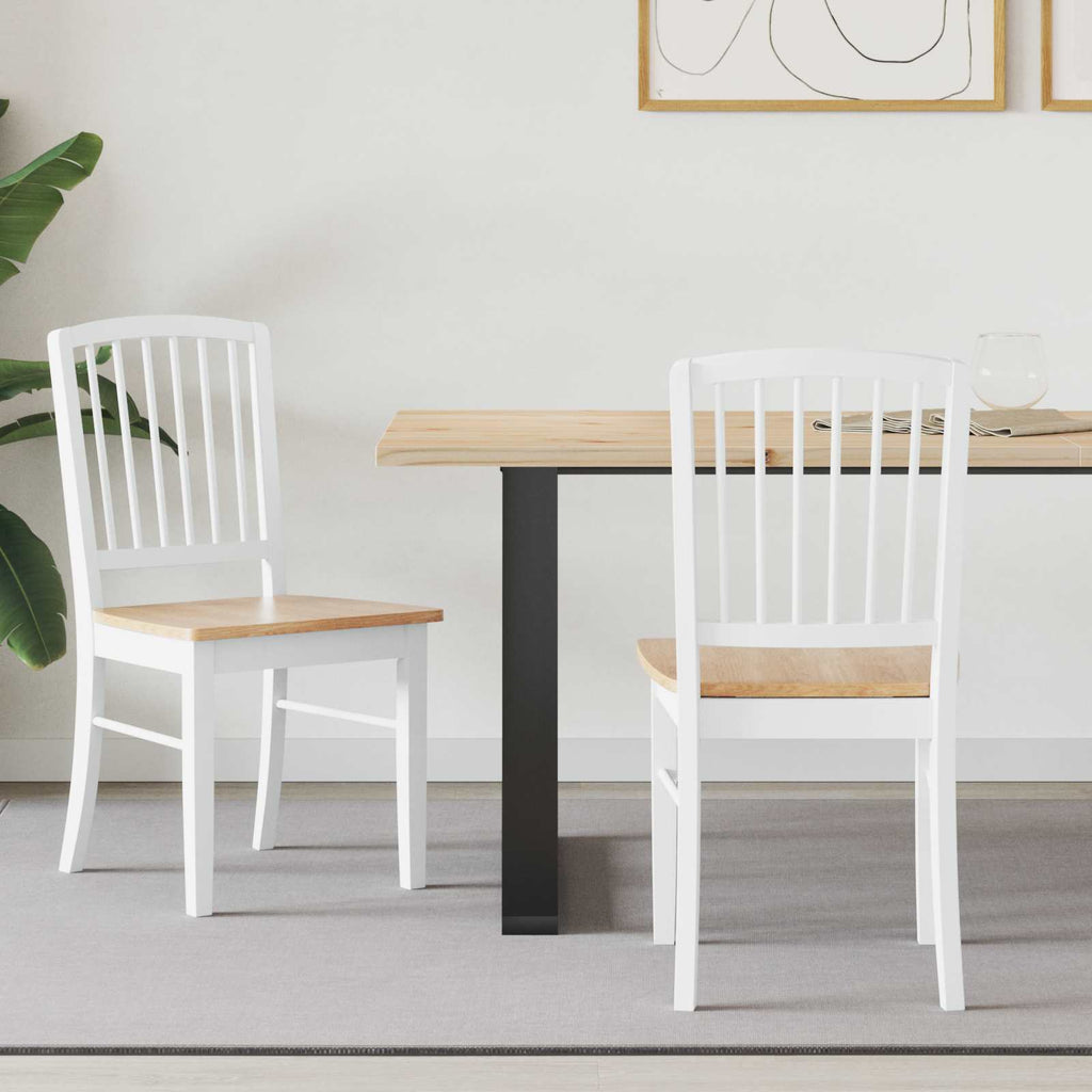 Esszimmerstühle 2 pcs Weiß 50 x 52,5 x 91 cm Massives Gummiholz