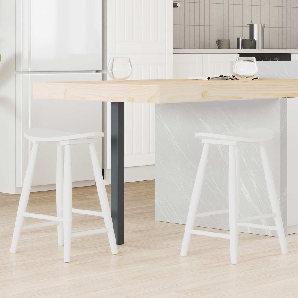 Esszimmerstühle 2 pcs Weiß 46 x 37 x 63 cm Massives Gummiholz