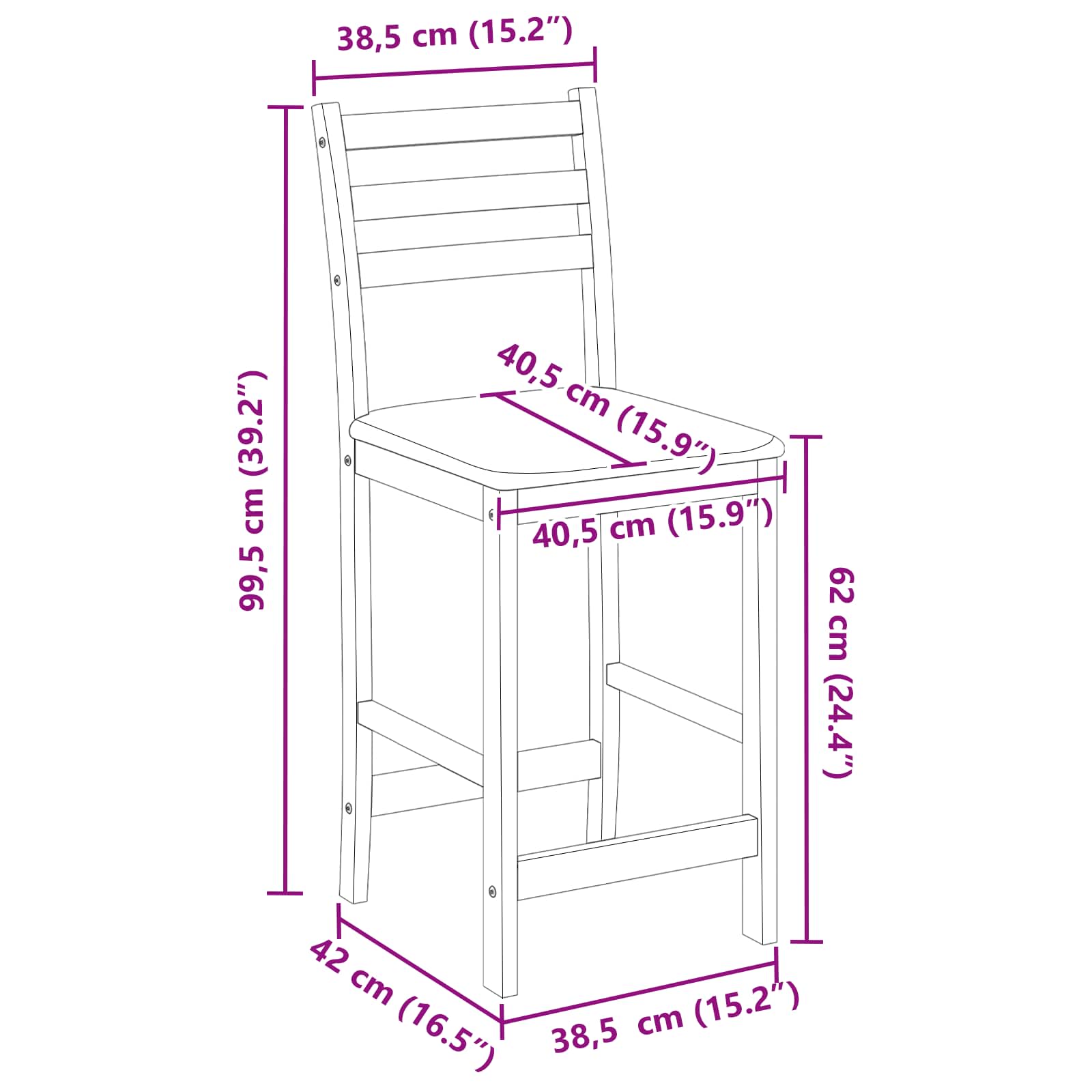 Esszimmerstühle 2 pcs Weiß 40 x 47,5 x 99,5 cm