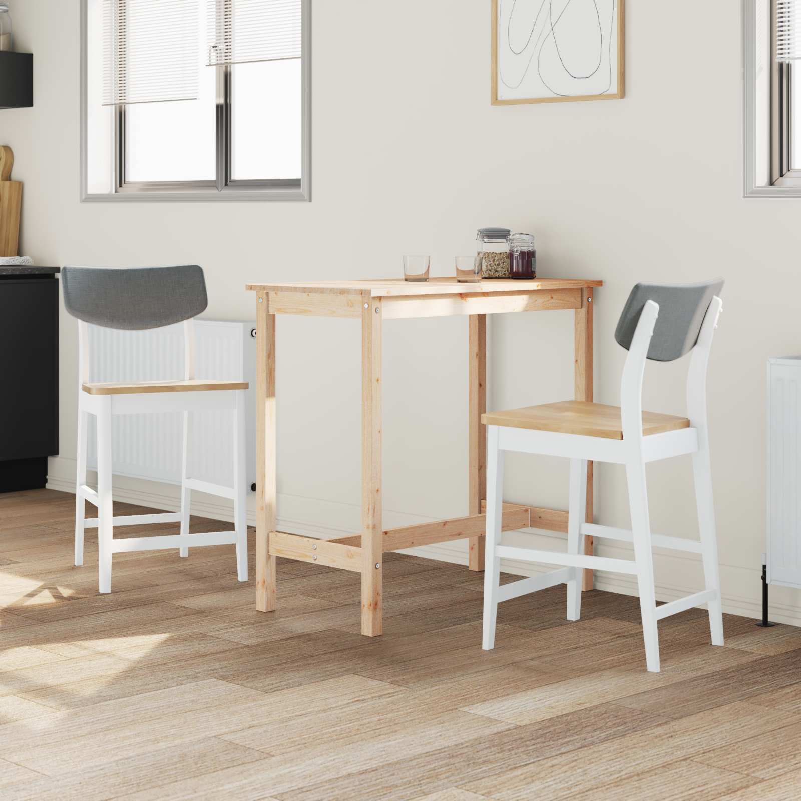 Esszimmerstühle 2 pcs Weiß 48 x 49 x 95 cm Massives Gummiholz