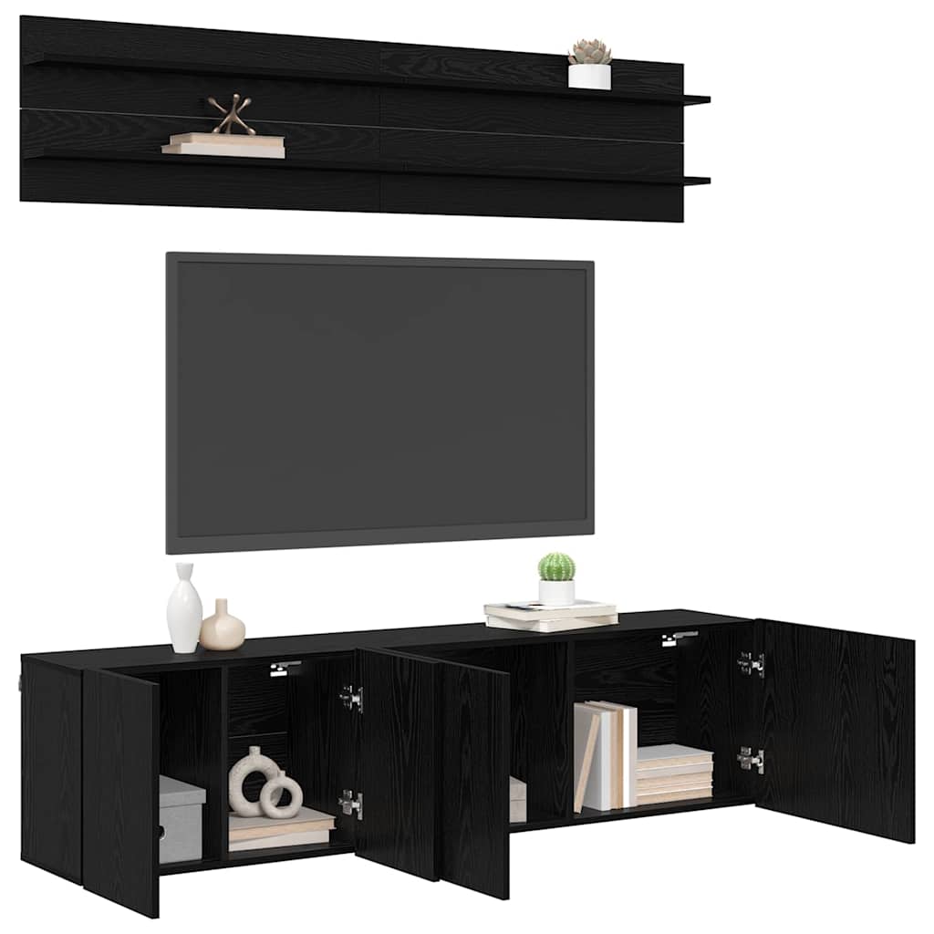 TV-Einheiten 6 pcs Schwarz Eichen-Optik Holzwerkstoff