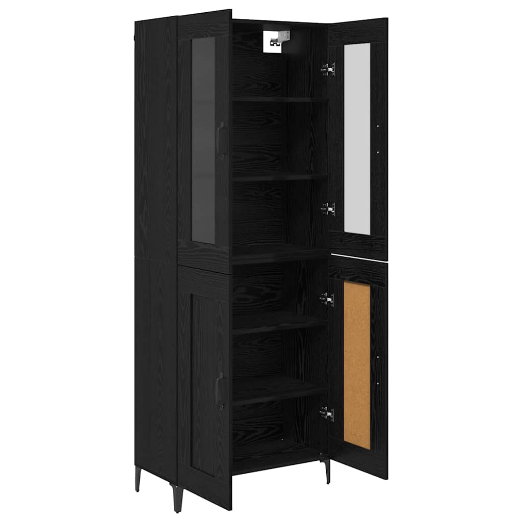 Highboard Schwarz Eichen-Optik 69,5 x 34 x 180 cm Holzwerkstoff