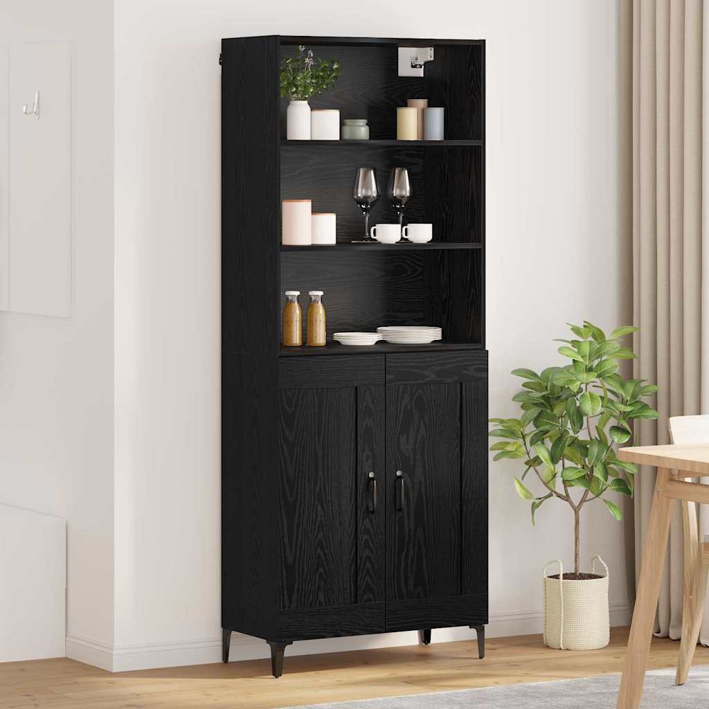 Highboard 2 pcs Schwarz Eichen-Optik Holzwerkstoff