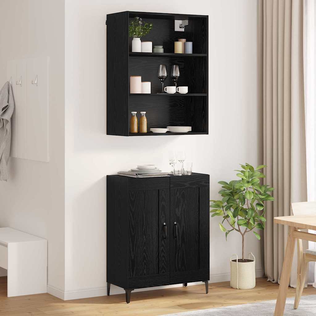 Highboard 2 pcs Schwarz Eichen-Optik Holzwerkstoff