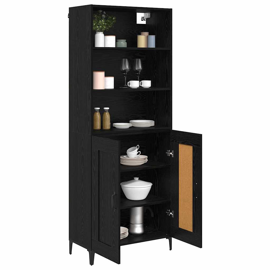 Highboard 2 pcs Schwarz Eichen-Optik Holzwerkstoff
