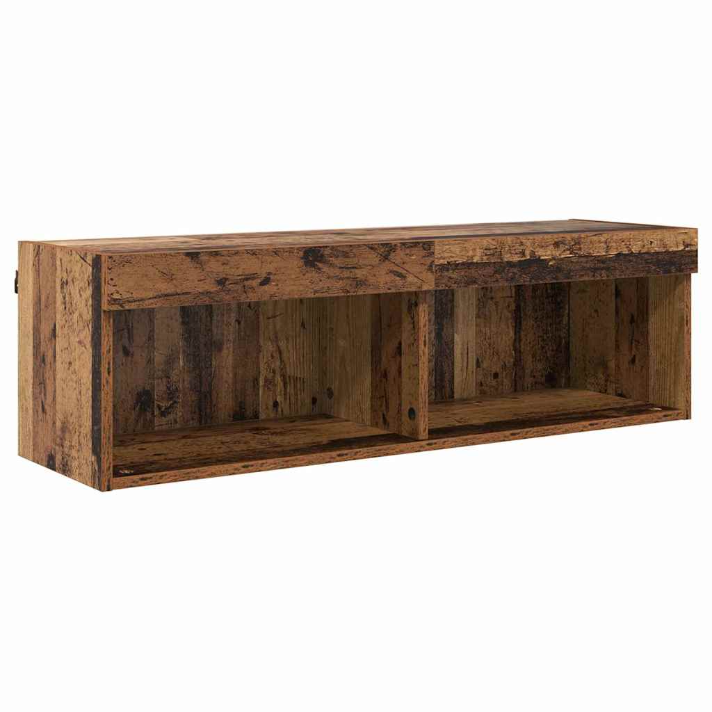 TV-Wandregal-Set mit LED 5 pcs Altholz Holzwerkstoff