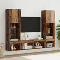 TV Wand Einheiten mit LED mit LED 5 pcs Altholz Holzwerkstoff