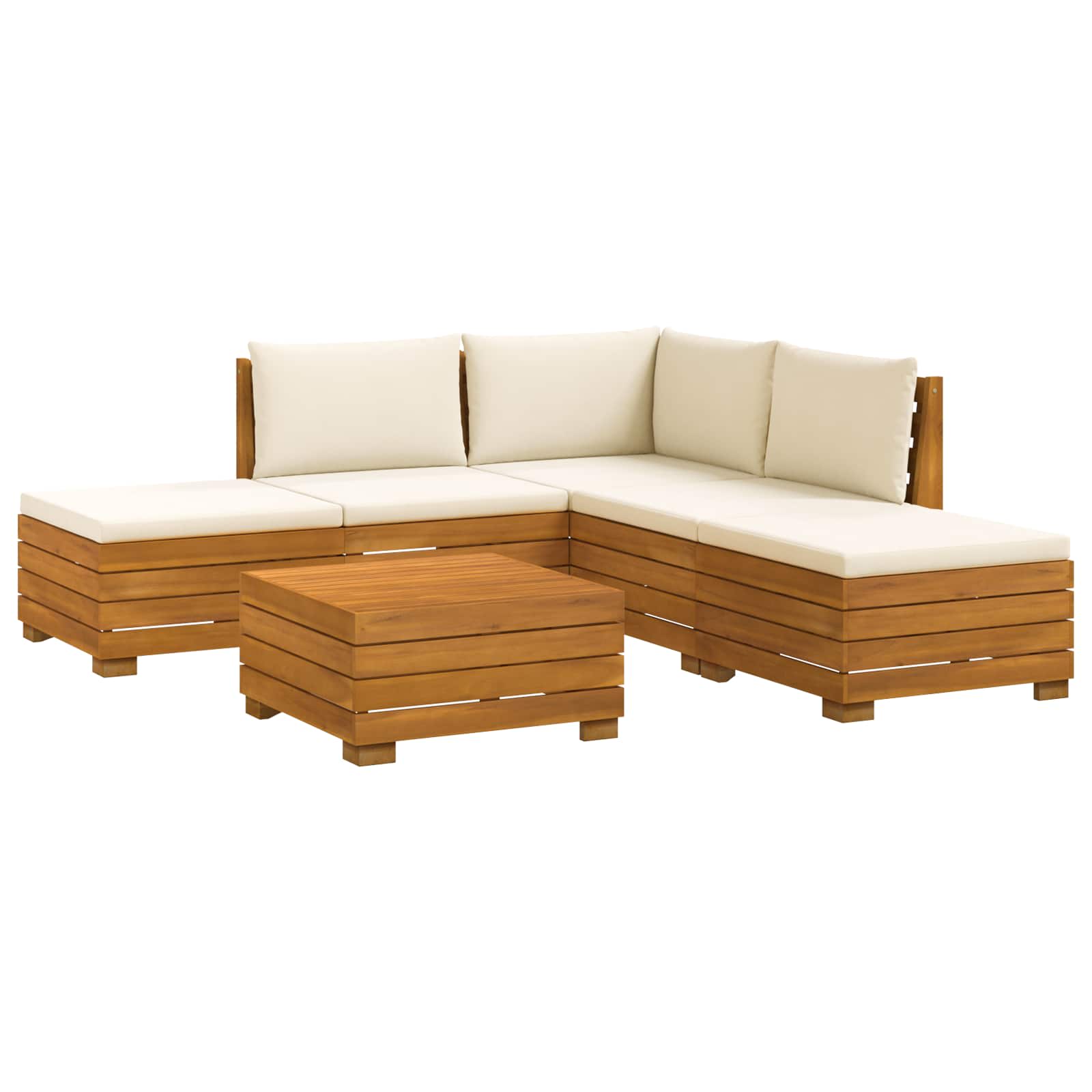 Outdoor-Sofagarnitur mit Kissen 6 Stück Braun Massivholz Akazie