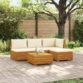 Outdoor-Sofagarnitur mit Kissen 5 Stück Braun Massivholz Akazie