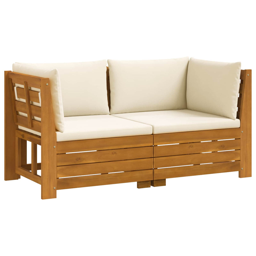Outdoor-Sofagarnitur mit Kissen 2 Stück Braun Massivholz Akazie