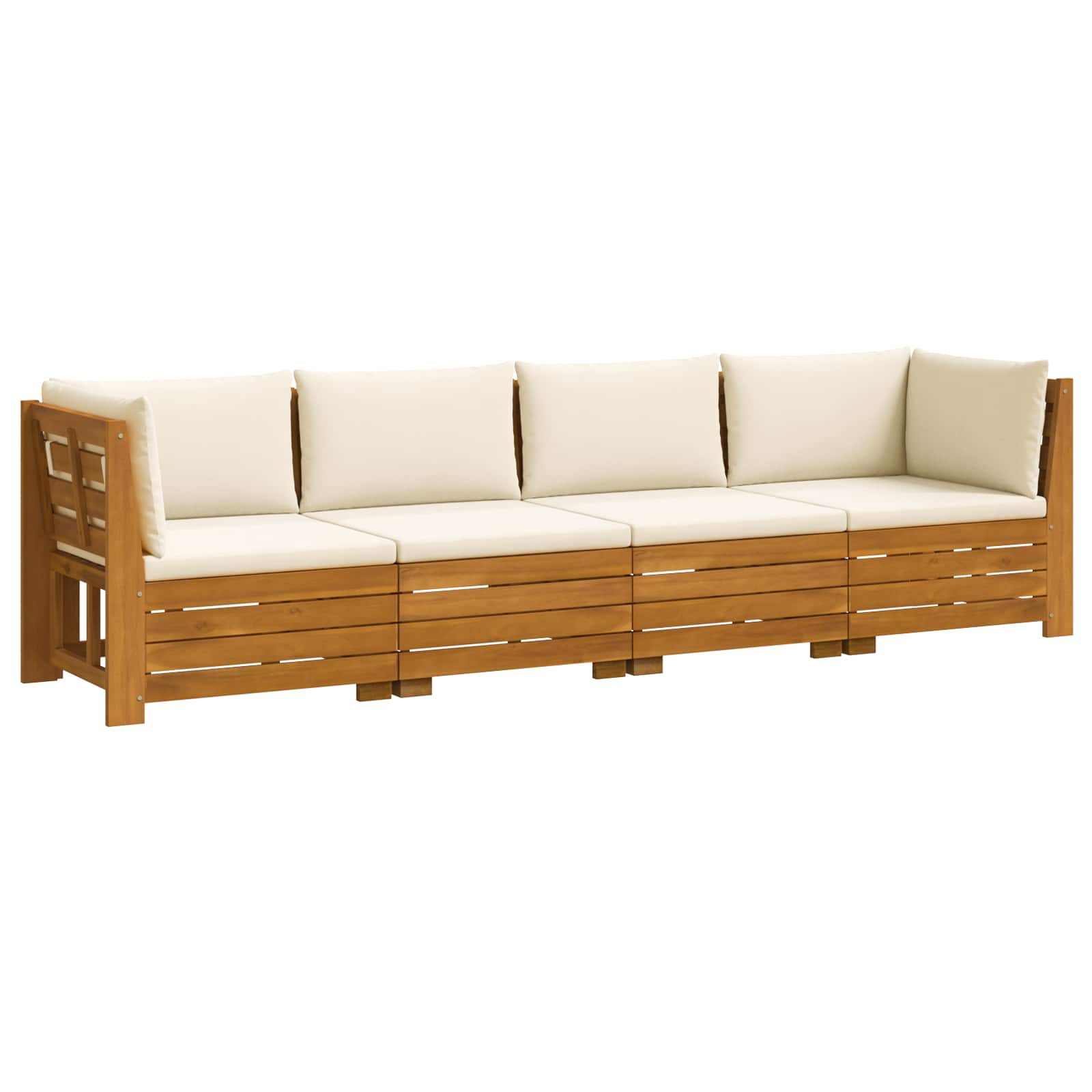 Outdoor-Sofagarnitur mit Kissen 4 Stück Braun Massivholz Akazie