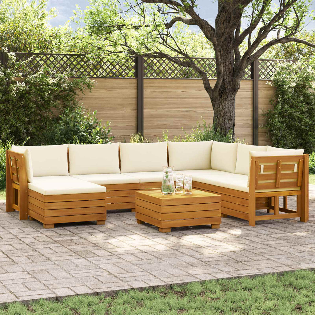 Outdoor-Sofagarnitur mit Kissen 8 Stück Braun Massivholz Akazie