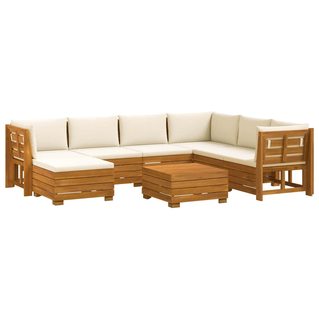 Outdoor-Sofagarnitur mit Kissen 8 Stück Braun Massivholz Akazie