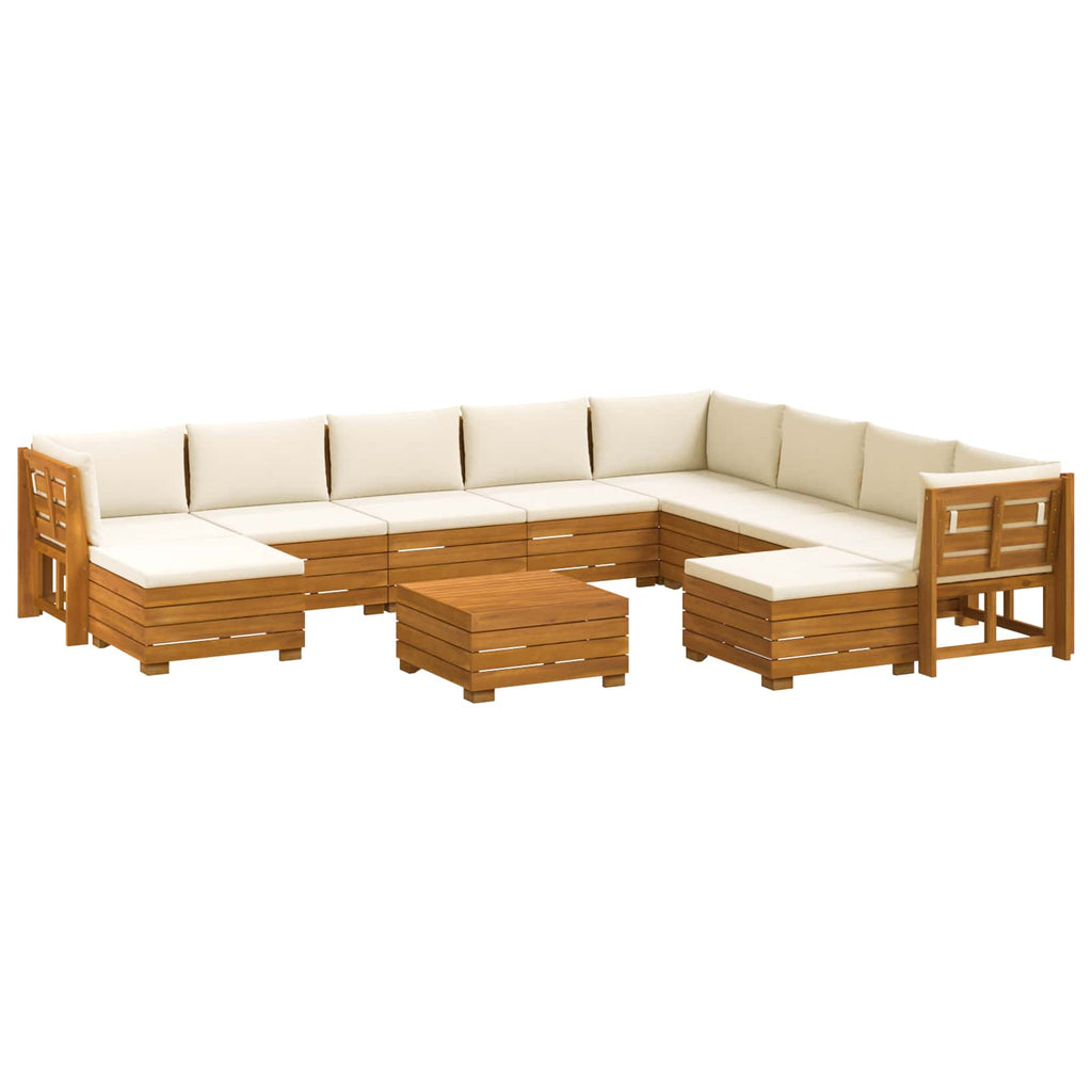 Outdoor-Sofagarnitur 11 Stück Braun Massivholz Akazie