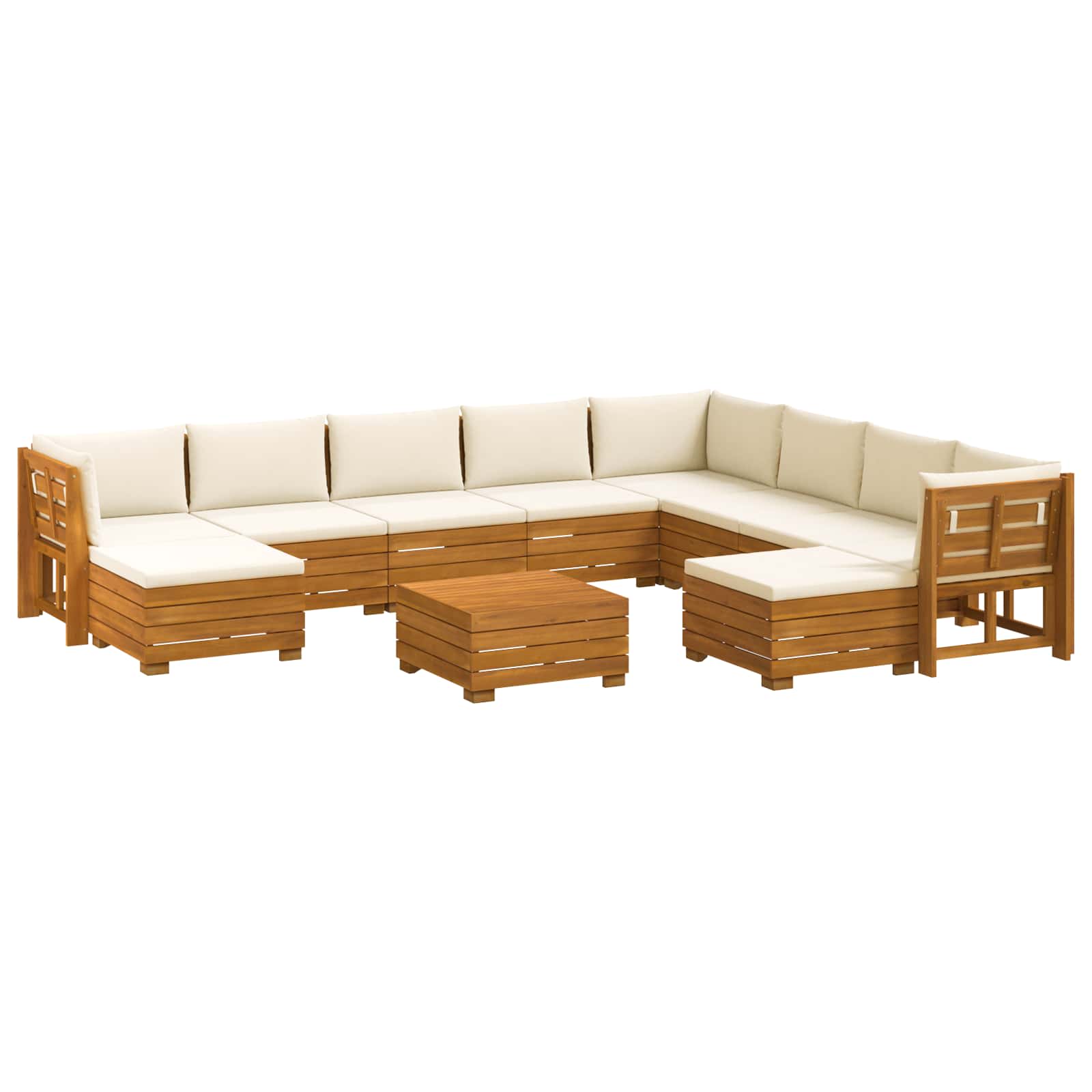 Outdoor-Sofagarnitur 11 Stück Braun Massivholz Akazie