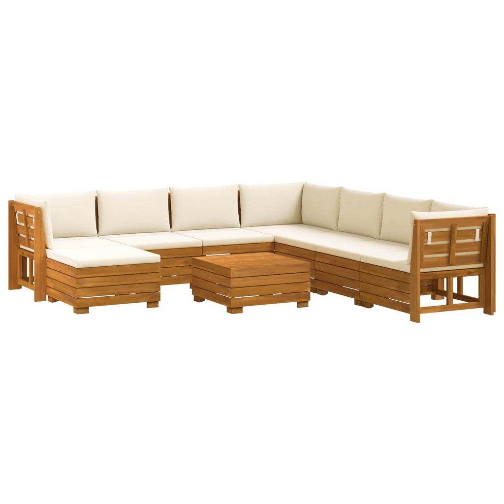 Outdoor-Sofagarnitur mit Kissen 9 Stück Braun Massivholz Akazie