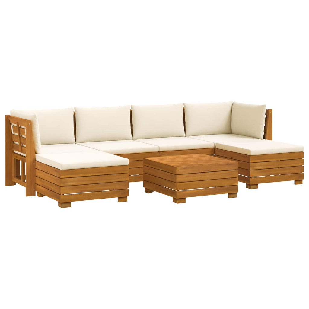 Outdoor-Sofagarnitur mit Kissen 7 Stück Braun Massivholz Akazie