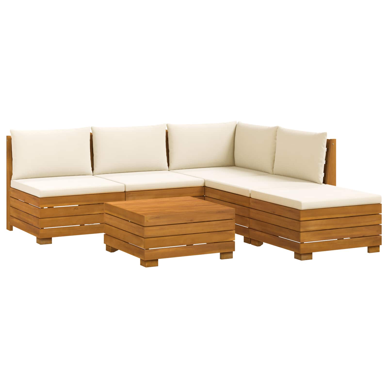 Outdoor-Sofagarnitur mit Kissen 6 Stück Braun Massivholz Akazie